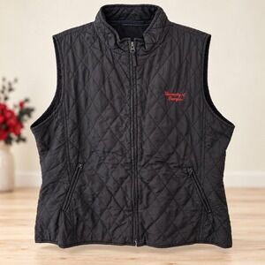 Crable For Her Georgia Bulldogs Women's XL Black Quilted Full Zip Vest UGA